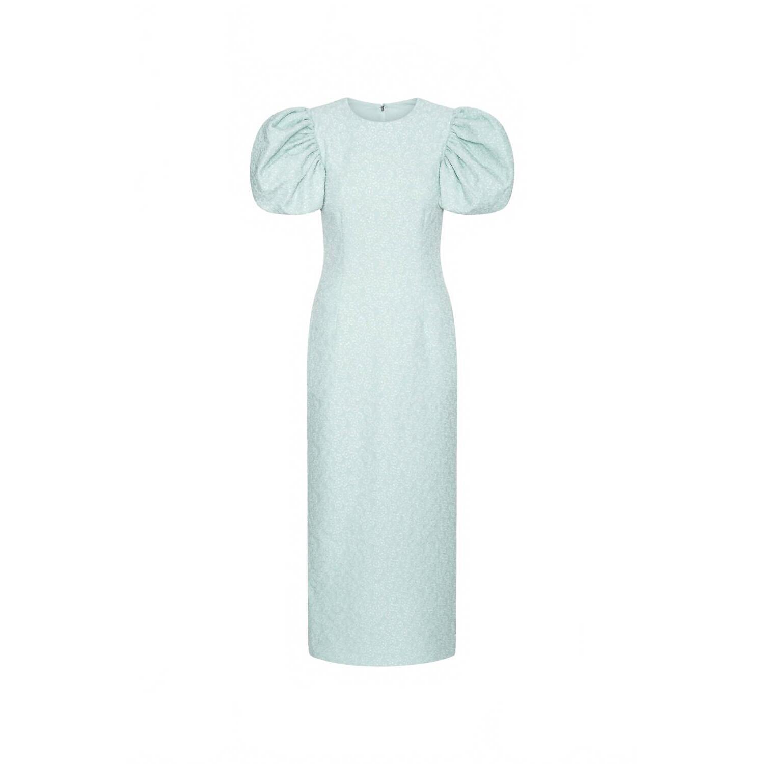 New Rotate Women's Jacquard Midi Puffy Dress In Plein Air